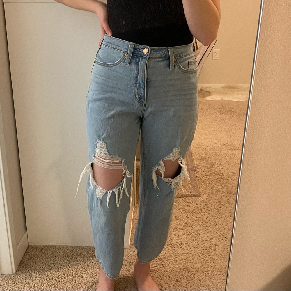 Light-Wash Distressed Jeans